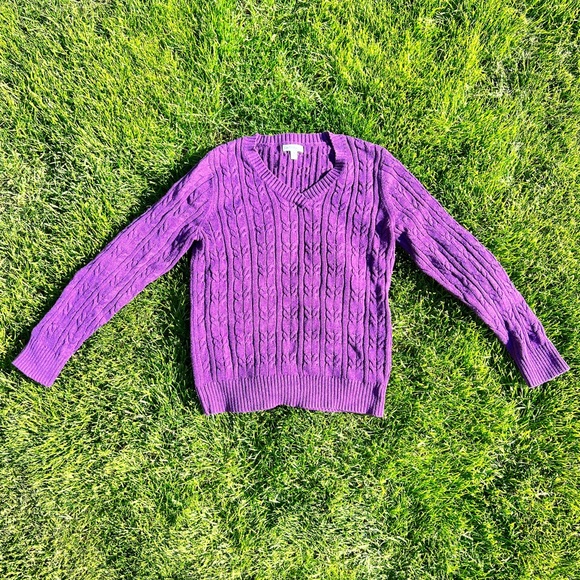Vintage Croft & Barrow Patterned Purple Knit Sweater - Picture 3 of 3